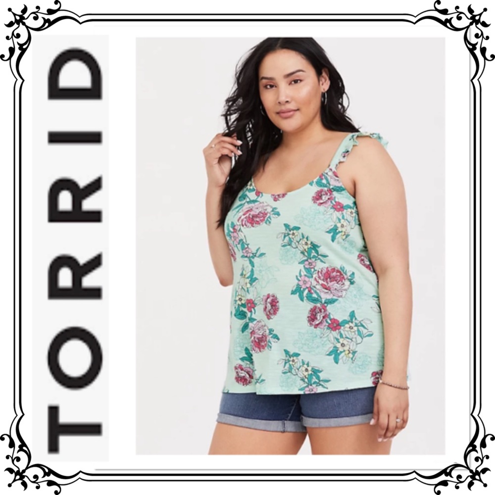TORRID ⭐️ Mint Green Floral Ruffle Cami Tank